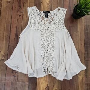 About a Girl | Cream Lace Flowy Sleeveless Top